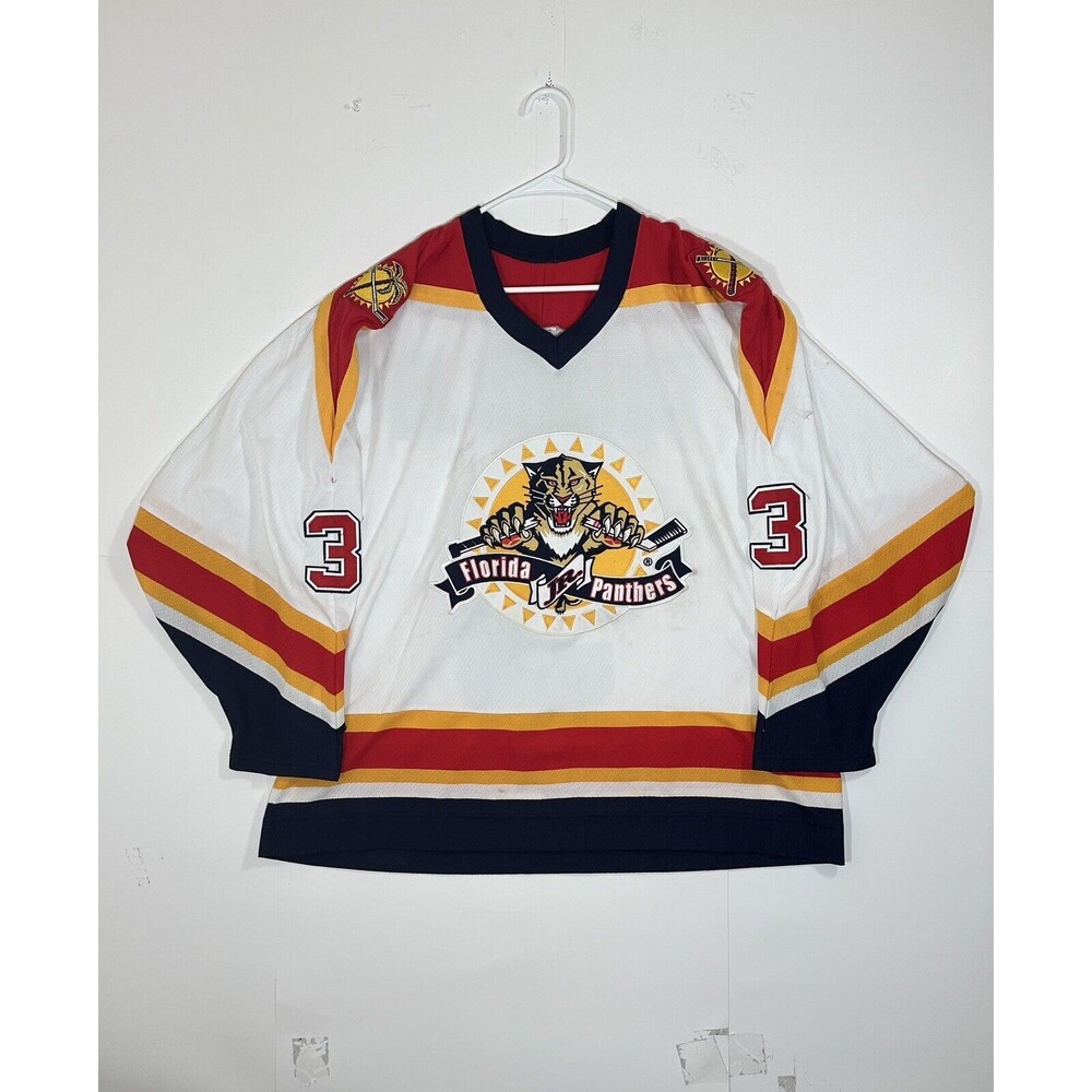 CCM Maska FLORIDA PANTHERS JR HOCKEY JERSEY XL NHL SEWN Y2K Vintage Distressed